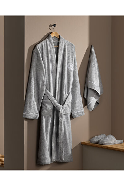 Madame Coco Aron Men's Gray Bathrobe Set - 100% Cotton - Luxury Collection