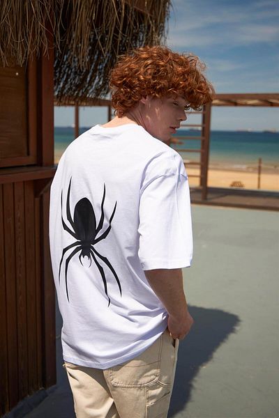 Trendiz Unisex Spider Tshirt Λευκό