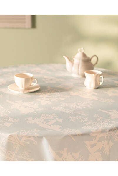 Madame Coco Bukuria Pvc Masa Örtüsü - Açık Mavi - 140 cm