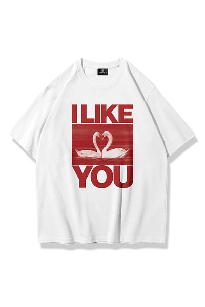 Trendiz Λευκό μπλουζάκι Unisex 'I Like You'
