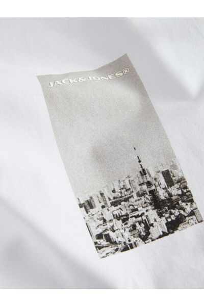 Jack & Jones Ανδρικό μπλουζάκι Jcopacer Photo Branding Tee Ss Crew Neck Λευκό 12273775