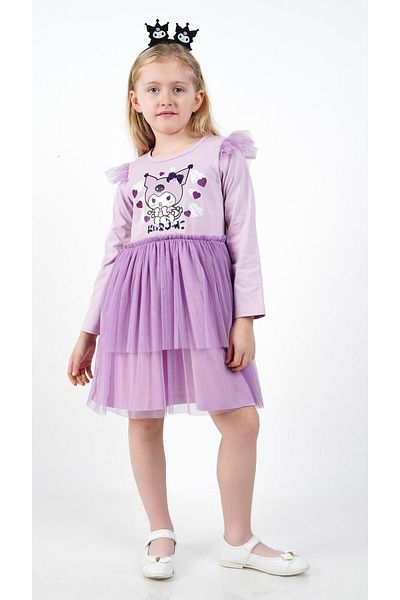 Buse&Eylül Bebe Kuromi Lilac Tulle Detailed Girl's Dress