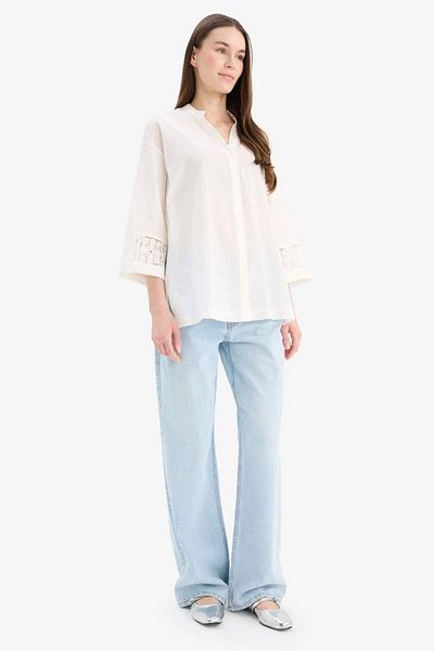 DeFacto New Season Relax Fit Apache Collar Basic Plain Long Sleeve Shirt