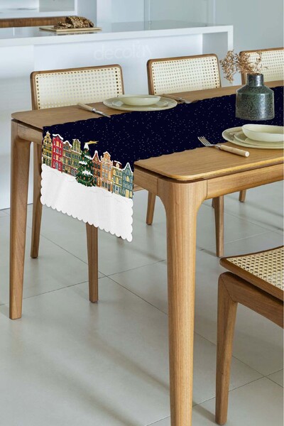 decofav Kuće u mornarsko plavoj boji s temom Nove godine Laserski rez Elegant...