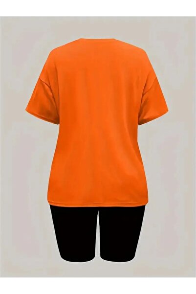 WOODROFFE Women's Cute Cat Printed T-Shirt Leggings Suit Combination Oversize Loose Boyfriend