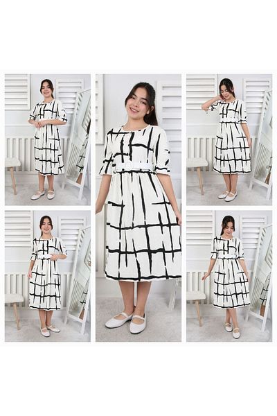 ABİYEKİDS Festive Girls' Dress - Button, Belt and Wrap Fabric Aby194