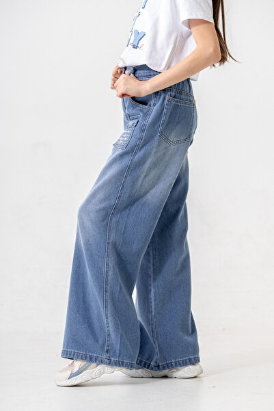 GİYİCEM TEKSTİL Kız Çocuk Cep Taşlı Kot Pantolon 2201