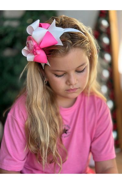 QUEEN AKSESUAR Luxury Design Fashion Movable Lollipop Candy Fancy Tiered Bow Tiara Pink White Crown
