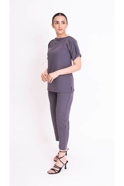 outline Grey 2 Piece Set Under Abaya