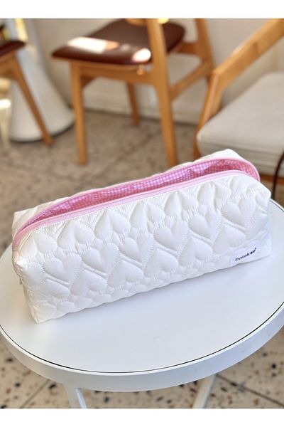 Batekso Travel Bag for Hair Styler with White Heart Embroidery - XL Size