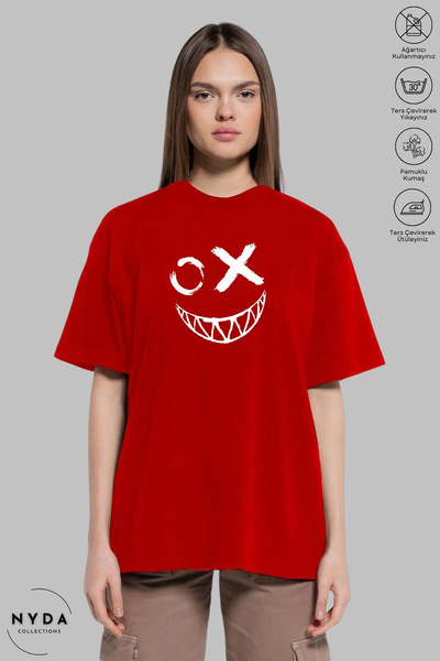 Nyda Collections Unisex majica kratkih rukava sa okruglim izrezom i emotikons...