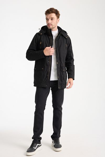 DYNAMO Men's Black Gabardine Waterproof Coat
