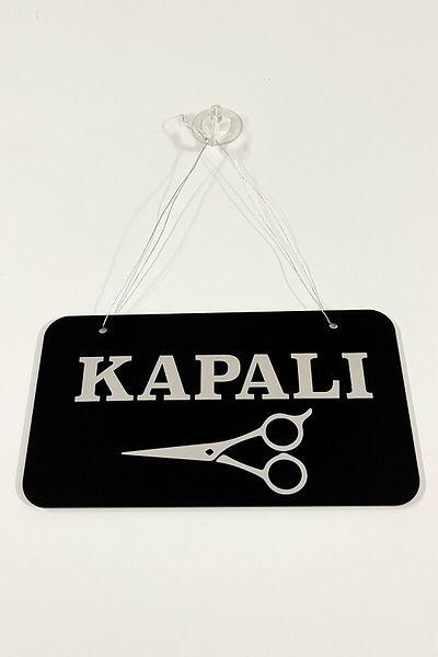 Kuzeylina Open/ Closed Door Sign - Silver Lettering for Barbershop, Hairdressers and Tailors