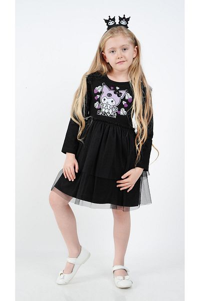 Buse&Eylül Bebe Kuromi Black Tulle Detailed Girl's Dress