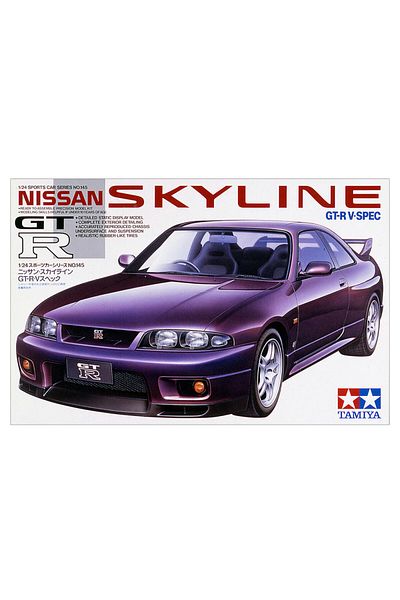 TAMIYA 1/24 Nissan Skyline GT-R V-Spec Plastic Model Kit, Disassembled Hobby Set