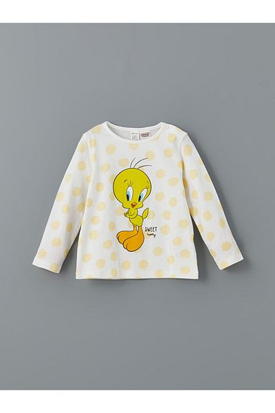 LC Waikiki Lcw Baby Ecru Tweety Printed Girls' Pajama Set