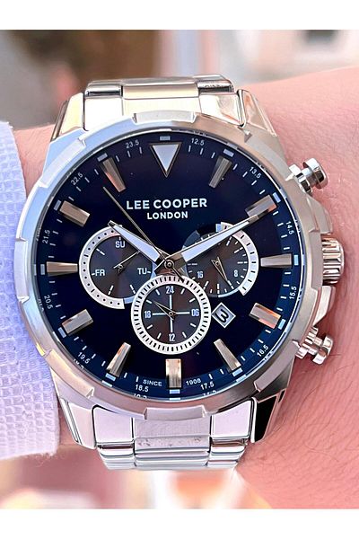 Lee Cooper 5 Atm Water Resistant Gray Steel Cord Men's Wrist Watch and Bracelet - All Functions Active Lc