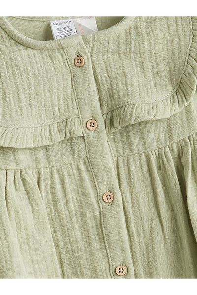 LC Waikiki Lcw Eco Green Crew Neck Baby Girl Muslin Dress
