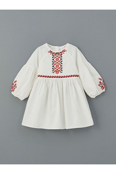 LC Waikiki Lcw Kids Crew Neck Girls Linen Dress