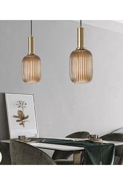 demet habek mylights Mylights Rustic Vintage Chandelier 14 cm - Honey Glass Ceiling Pendant