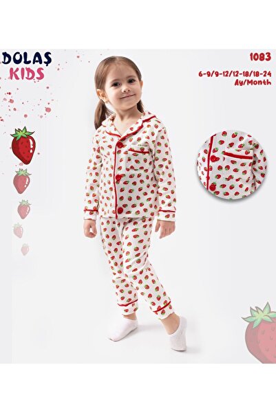 dolaş kids Kiraz Baskılı Kız Bebek Gecelik Takım