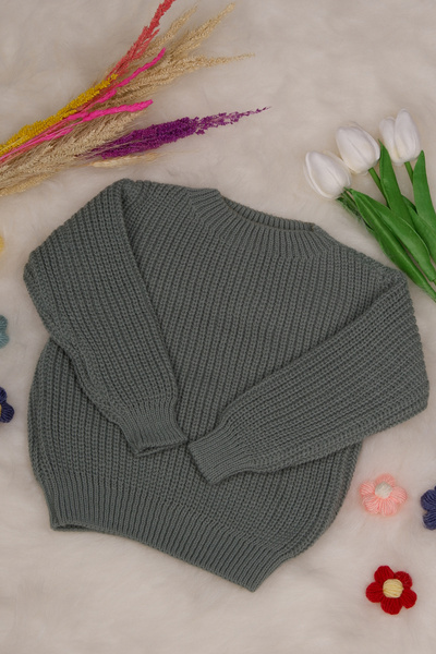 gogo bici Cocuk-Bebek Triko Bayram ve mevsimlik kazak Kazak Mint Yeşili