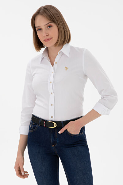 U.S. Polo Assn. Kadın Beyaz Uzun Kollu Basic Gömlek 50298112-VR013