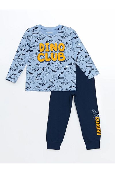 LC Waikiki Lcw Kids Blue Crew Neck Boys Sweatshirt and Sweatpants 2-Pack