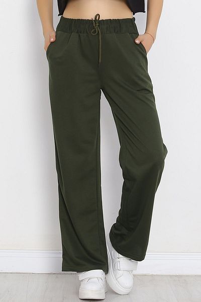 VivaJoy Pantaloni de sport Palazzo cu talie înaltă, cu șireturi, cu picioare largi