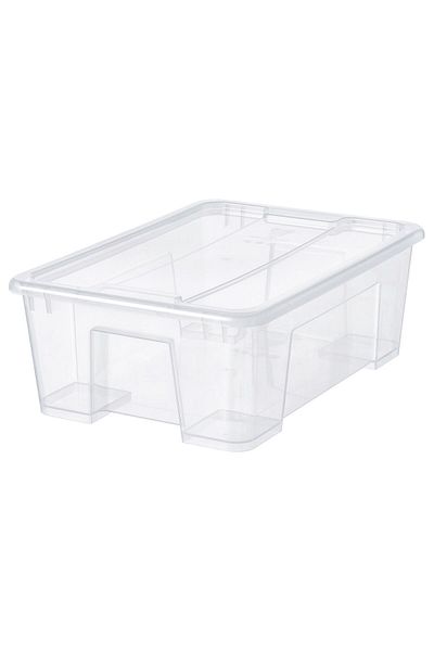 IKEA صندوق تخزين شفاف مقاس 39x28x14 سم مع غطاء