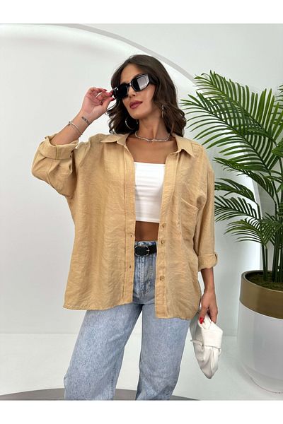 Elif Özbey Butik Драпирана риза Lori Camel