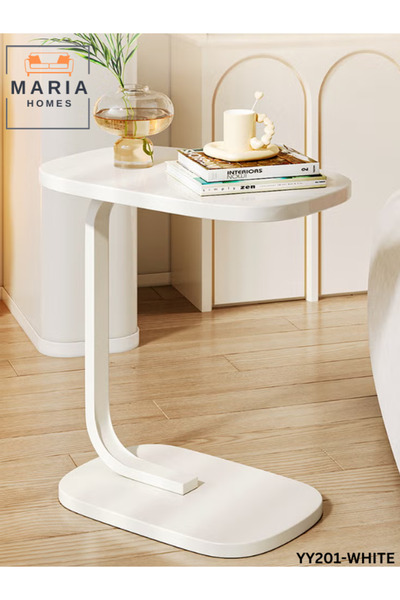 VALUE C-shaped side table with metal frame, sofa end table, and laptop stand table