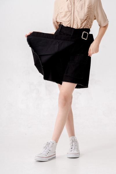 GİYİCEM TEKSTİL Fusta scurtă din denim plisată pentru fete