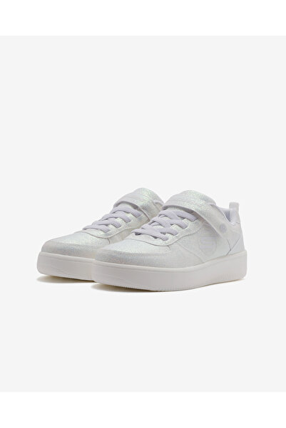 SKECHERS Sport Court 92 - Sparkle Remix Büyük Kız Çocuk Beyaz Işıklı Sneakers 310102L Wht
