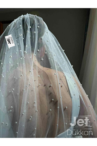 JetDukkan 1,5-метров булчински воал с мъниста - сватбен аксесоар, гребен за к...