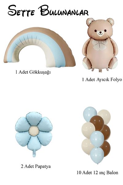 Patladı Gitti Baby Shower Retro Daisy Themed Baby Boy Celebration Set