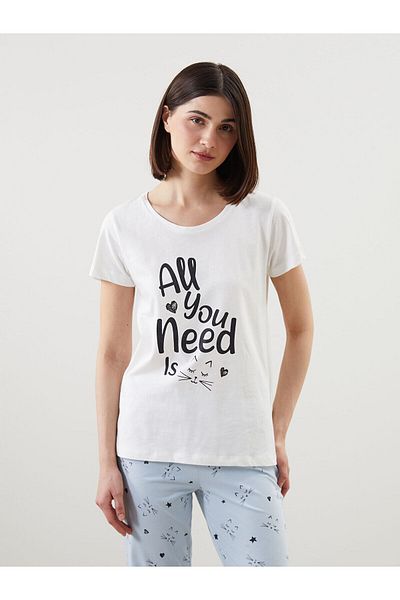 LC Waikiki Set de pijamale pentru damă cu imprimeu cu gât rotund