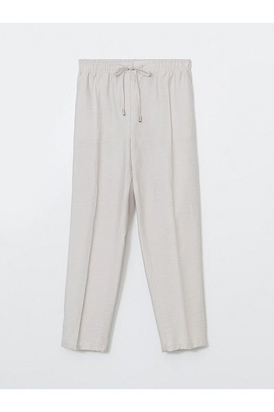 LC Waikiki Lcw Modest Beige Elastic Waist Women's Trousers