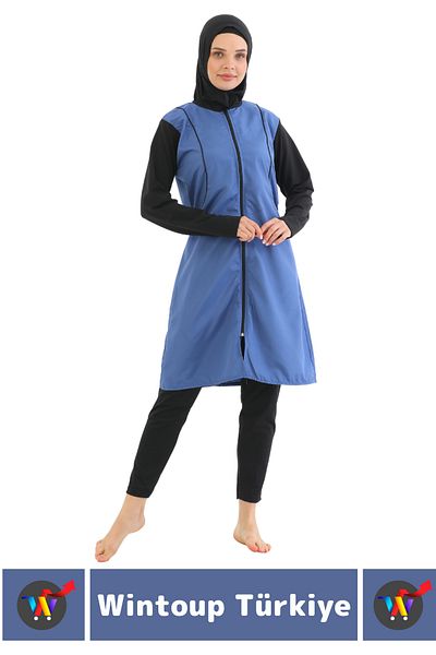 Wintoup Special Production High Quality Comfortable Zippered Tights Fully Covered Sea Pool Swimmer Tesettur Mayo