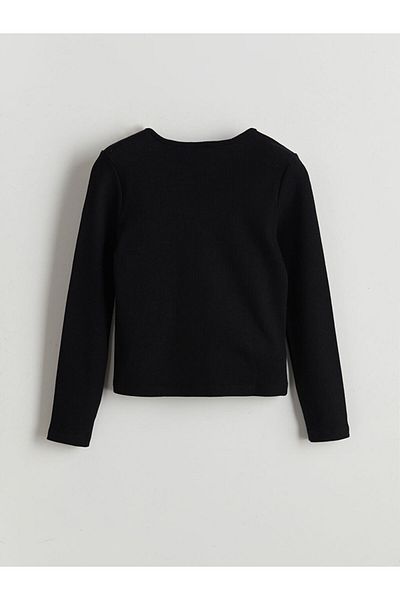 LC Waikiki Lcw Kids Black Crew Neck Basic Girls' T-Shirt