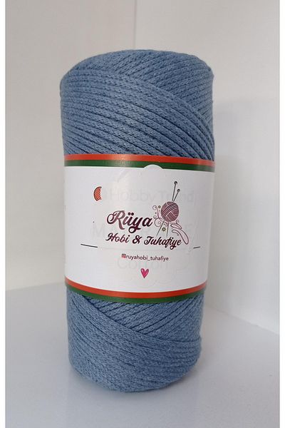 rüya hobi Βαμβακερό νήμα μακραμέ 3mm - Τσάντα, Supla και Runner, Denim Jeans Blue 235