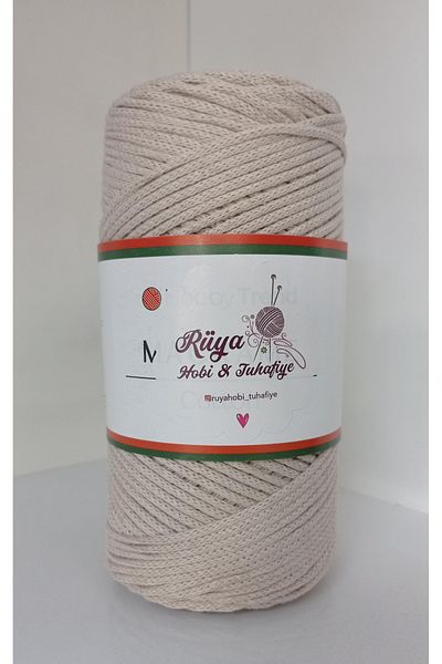 rüya hobi Βαμβακερή τσάντα μακραμέ 3mm, Supla, νήματα και αφρός καφέ 016
