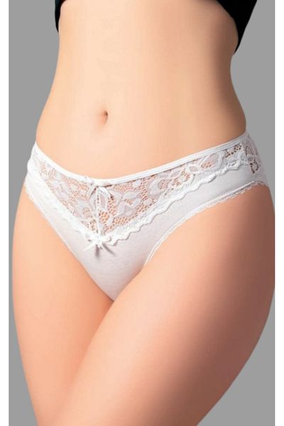 Cooqpoo Λευκό S/M - L/XL Μέγεθος Δαντέλα Χτενισμένο Βαμβακερό Γυναικείο Σλιπ