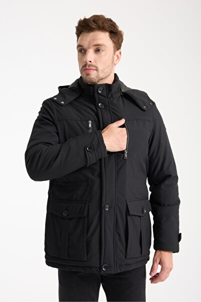 DYNAMO Erkek Siyah Çıkarılabilir Kapüşonlu Spor Mont 3311