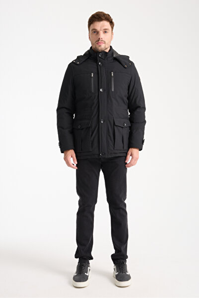 DYNAMO Erkek Siyah Çıkarılabilir Kapüşonlu Spor Mont 3311