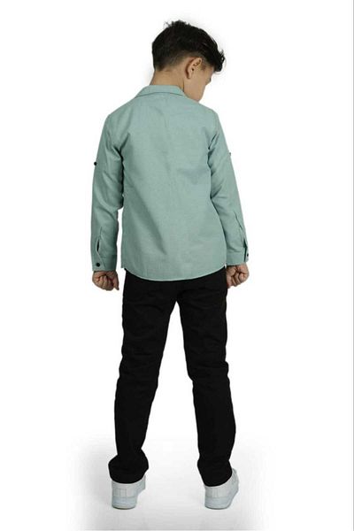neocotton Boy's Adjustable Sleeve Shirt, Trousers and T-Shirt Triple Set