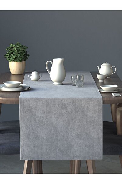 Perle Kadife Dokulu Açık Gri Renk Daily Series Runner 40 X 140