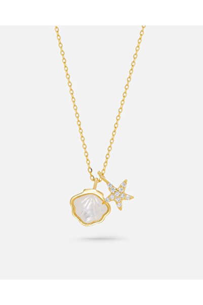 MEKS JEWELS Sedef Taşlı Gümüş Deniz Kabuğu Kolye