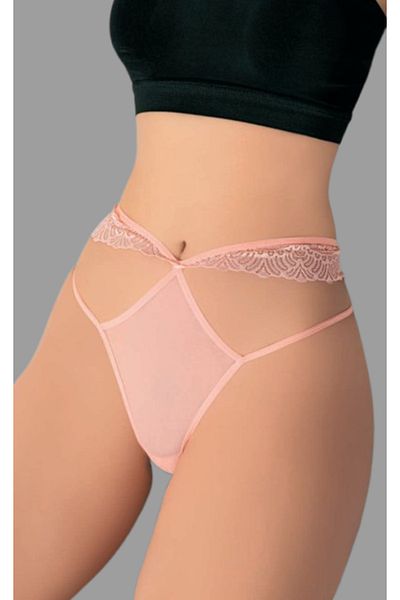 Cooqpoo Powder S/M - L/Xl Size Women's Panties with Patterned Waist and String Braided Back