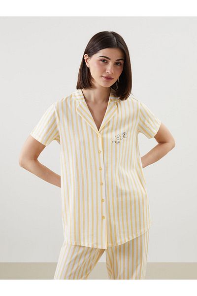 LC Waikiki Shirt Collar Striped Maternity Pajama Set